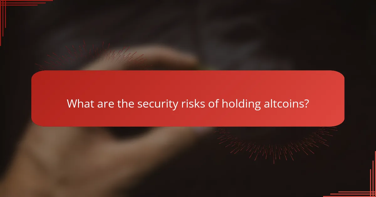 What are the security risks of holding altcoins?